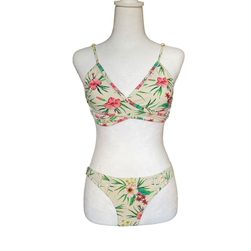 Cabana Del Sol Tropical Hawaiian Floral Bikini Beach Vacation Womens Small